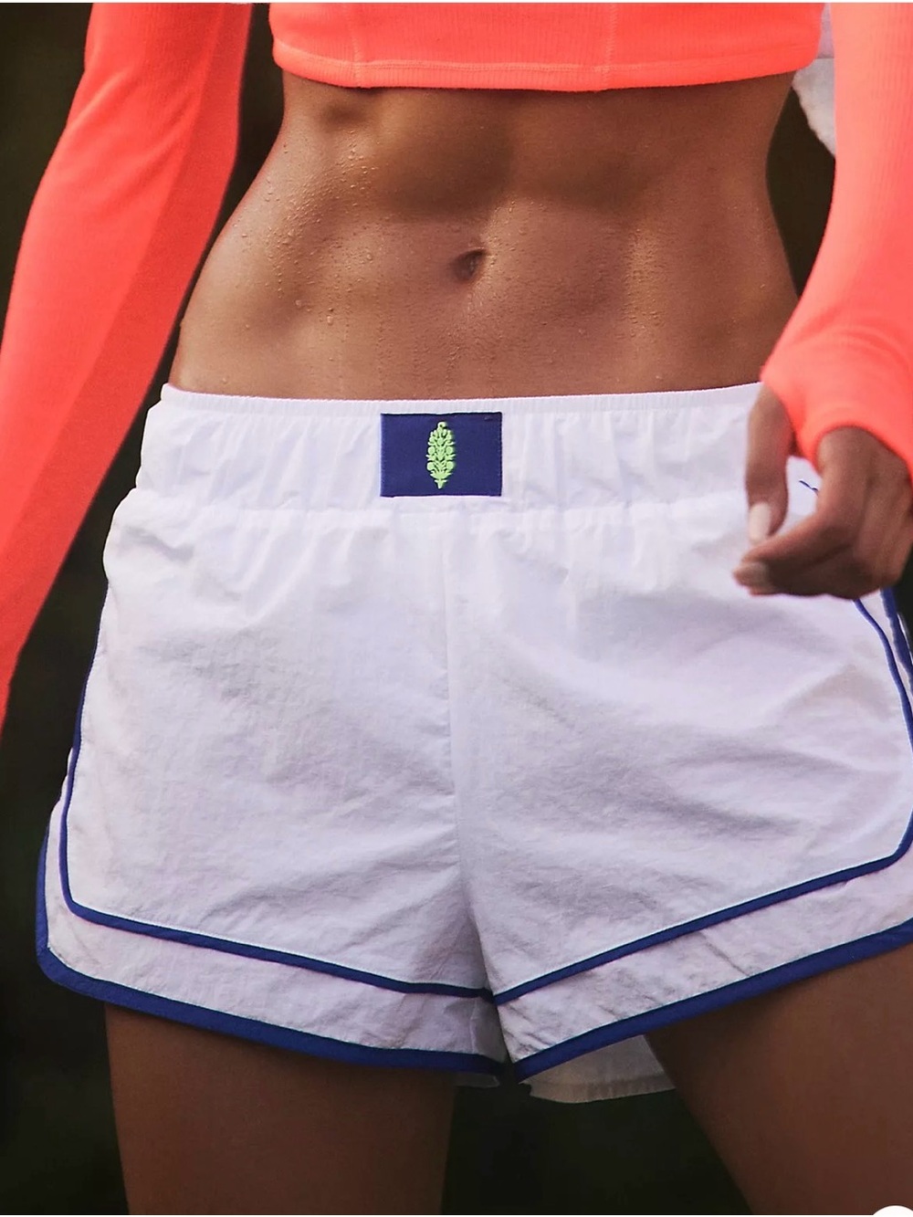 FP Movement by Free People White Athletic Shorts with Blue Trim